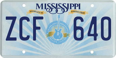 MS license plate ZCF640