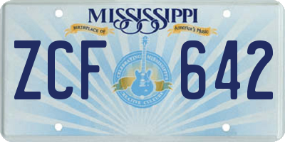 MS license plate ZCF642