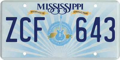 MS license plate ZCF643