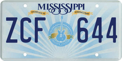 MS license plate ZCF644