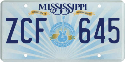 MS license plate ZCF645