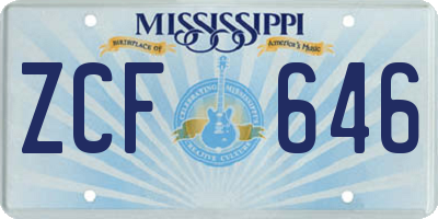 MS license plate ZCF646