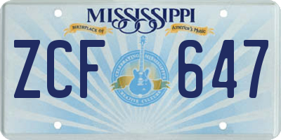 MS license plate ZCF647