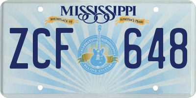 MS license plate ZCF648