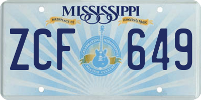 MS license plate ZCF649
