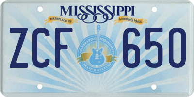 MS license plate ZCF650