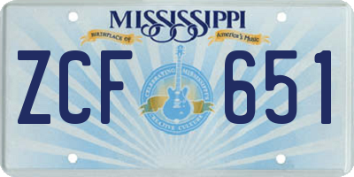MS license plate ZCF651