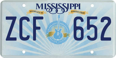 MS license plate ZCF652