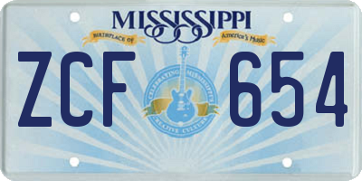 MS license plate ZCF654