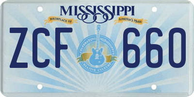 MS license plate ZCF660
