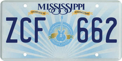 MS license plate ZCF662