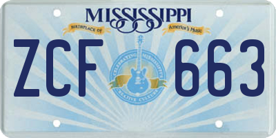 MS license plate ZCF663