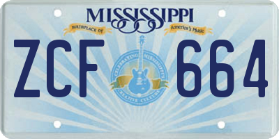 MS license plate ZCF664