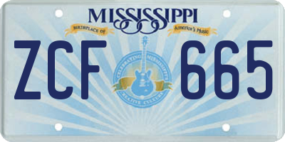 MS license plate ZCF665
