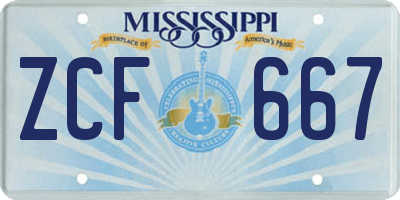 MS license plate ZCF667