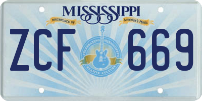 MS license plate ZCF669