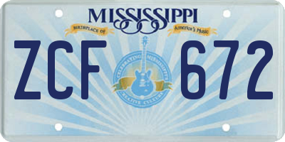 MS license plate ZCF672