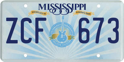 MS license plate ZCF673