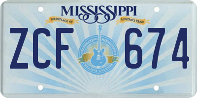 MS license plate ZCF674