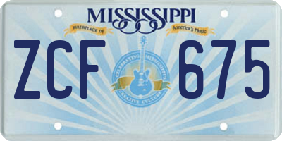 MS license plate ZCF675