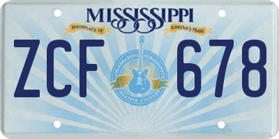 MS license plate ZCF678