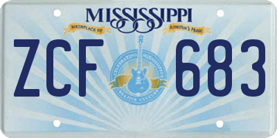 MS license plate ZCF683