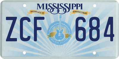 MS license plate ZCF684