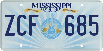 MS license plate ZCF685