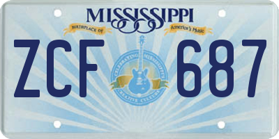 MS license plate ZCF687