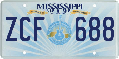 MS license plate ZCF688