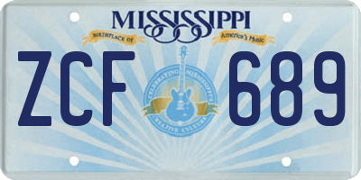 MS license plate ZCF689