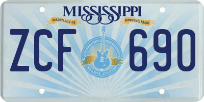 MS license plate ZCF690