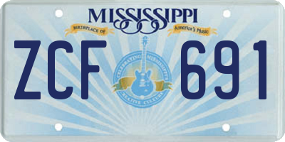 MS license plate ZCF691