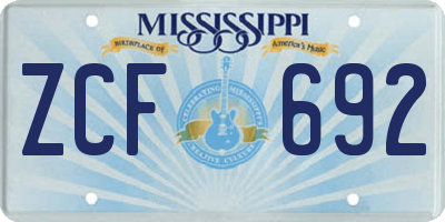MS license plate ZCF692