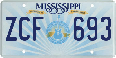 MS license plate ZCF693