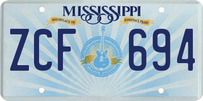 MS license plate ZCF694