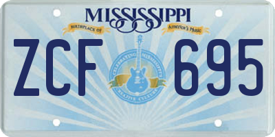 MS license plate ZCF695