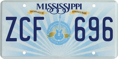 MS license plate ZCF696