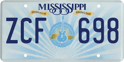 MS license plate ZCF698