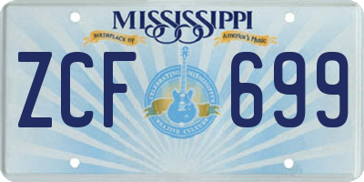 MS license plate ZCF699