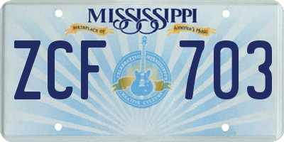 MS license plate ZCF703