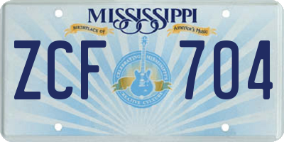 MS license plate ZCF704