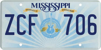 MS license plate ZCF706