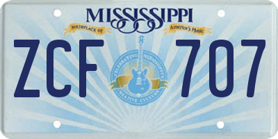 MS license plate ZCF707