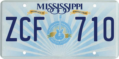 MS license plate ZCF710