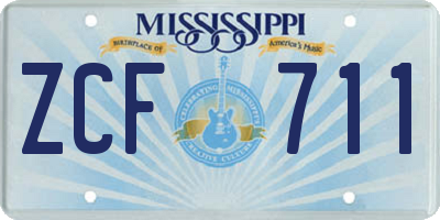 MS license plate ZCF711