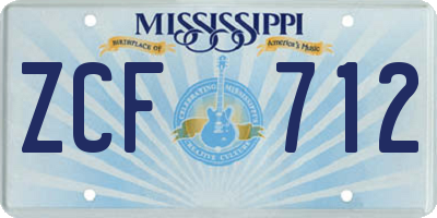 MS license plate ZCF712