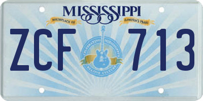 MS license plate ZCF713