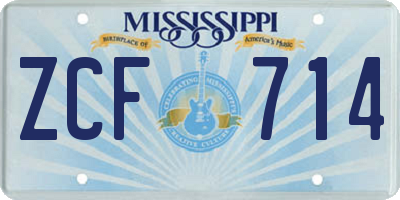 MS license plate ZCF714