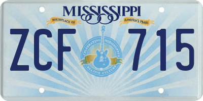 MS license plate ZCF715